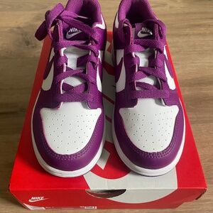 NWT Nike Dunk Low viotech white size 2Y